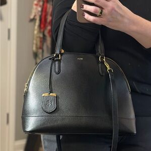 Ralph Lauren Black Satchel with Gold Accents